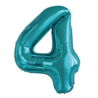 Giant Caribbean Teal Number Foil Balloon - 4