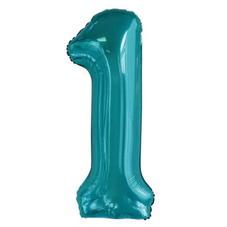 Giant Caribbean Teal Number Foil Balloon - 1