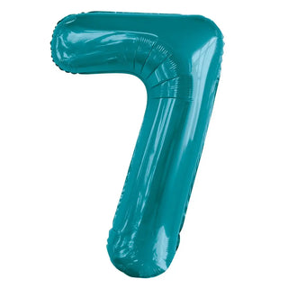 Giant Caribbean Teal Number Foil Balloon - 7