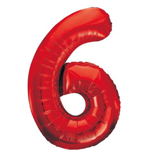Giant Red Number Foil Balloon - 6