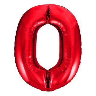 Giant Red Number Foil Balloon - 0
