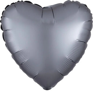 Satin Luxe Graphite Heart Foil Balloon