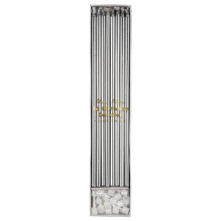Meri Meri Long Candles - Silver | Silver Theme & Supplies