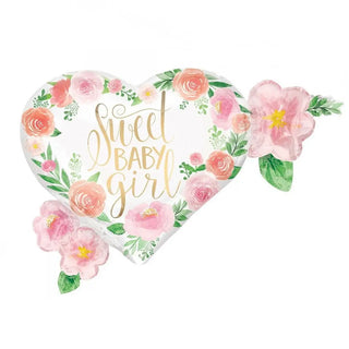 Floral Sweet Baby Girl SuperShape Foil Balloon - LAST ONE