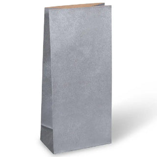 Metallic Silver Paper Party Bags 22cm x 10cm - Packet of 12