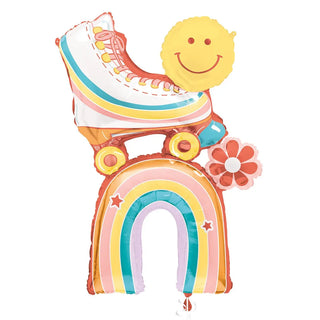 Rainbow & Rollerskate Supershape Foil Balloon | 60s Party Supplies NZ