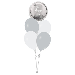 White & Silver Personalised Balloon Bouquet