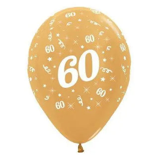 Sempertex | 6 Pack Age 60 Balloons - Metallic Gold