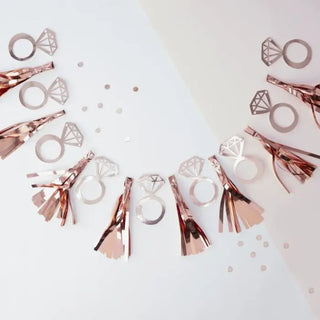 Ginger Ray | Rose gold diamond ring tassel garland | Engagement party supplies NZ