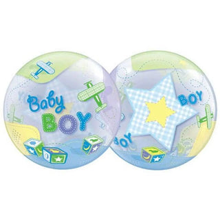 Qualatex | Baby Boy Planes Bubble Balloon | Boy Baby Shower Supplies