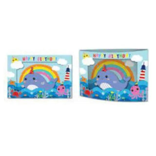 Rainbow Narwhal Birthday Card - Paper Pop up Card | Under the Sea Party Theme & Supplies