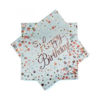 Rose Gold Happy Birthday Napkins | Rose Gold Party Supplies