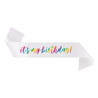 Rainbow It's My Birthday Satin Sash | Rainbow Party Supplies NZ