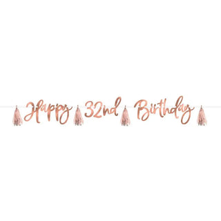 Rose Gold Personalised Birthday Banner | Rose Gold Party Supplies