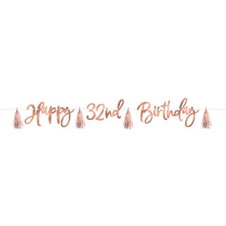 Rose Gold Personalised Birthday Banner | Rose Gold Party Supplies