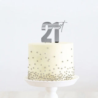 21st Silver Cake Topper | 21st Birthday Party Theme & Supplies |