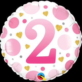 Pink Dots 2nd Birthday Foil Balloon