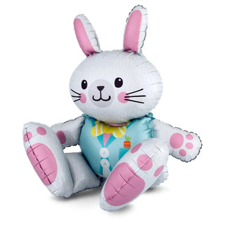 Sitting Easter Bunny White & Pink Foil Balloon