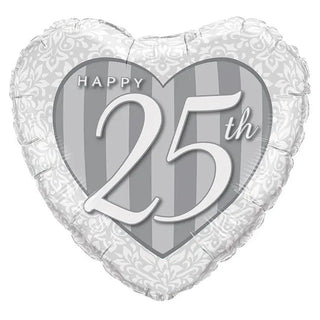 Silver Happy 25th Balloon | Silver Anniversary Party Supplies