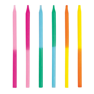 Bright Duo Colour Candles | Rainbow Party Supplies NZ