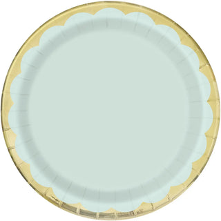 Light Blue & Gold Plates | Baby Blue Party Supplies NZ