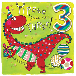 Rachel Ellen | Dinosaur 3rd Birthday Card | Dinosaur Party Supplies NZ