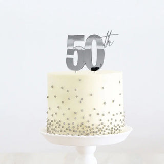 50th Silver Cake Topper | 50th Birthday Party Theme & Supplies |