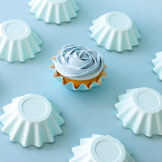 Pastel Blue Bloom Cupcake Baking Cups | Baby Blue Party Supplies NZ