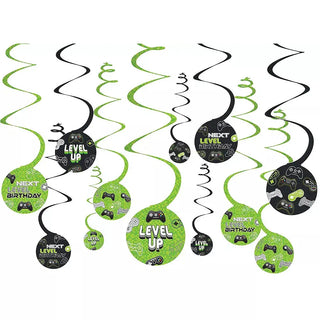 Level Up Hanging Swirl Decorations | Gaming Party Supplies NZ