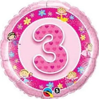 Girl's 3rd Birthday Foil Balloon | Girl's 3rd Birthday Party Supplies