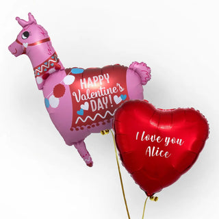 Valentines Llama Personalised Foil Duo by Pop Balloons