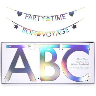 Meri Meri | Meri Meri Holographic Silver Make Your Own Letter Garland | Holographic Party Theme & Supplies