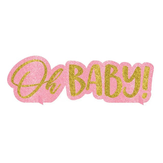 Oh Baby Girl Glitter Centrepiece | Baby Shower Party Theme & Supplies | Amscan