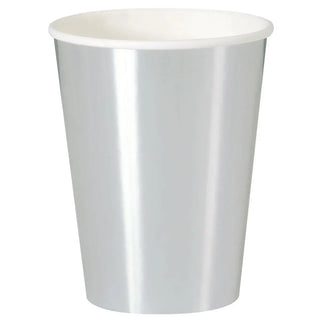 Unique | Metallic Foil Silver Cups 355ml - 8 Pkt | Silver Party Supplies NZ