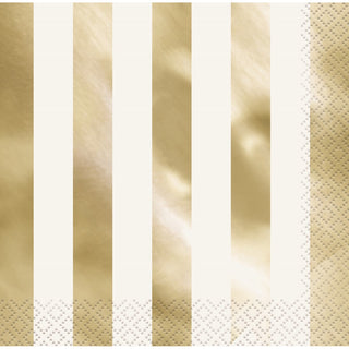 Gold Stripe Napkins | Gold Party Supplies NZ