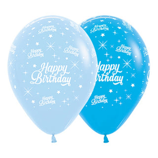 Happy Birthday Latex Balloons | 6 Pack Latex Balloons | Twinkling Stars Balloons | Blue Balloons | Blue Happy Birthday Balloon