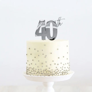 40th Silver Cake Topper | 40th Birthday Party Theme & Supplies |