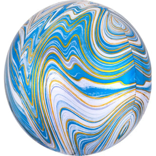 Marblez Orbz Foil Balloon - Blue | Marble Party Theme & Supplies | Anagram