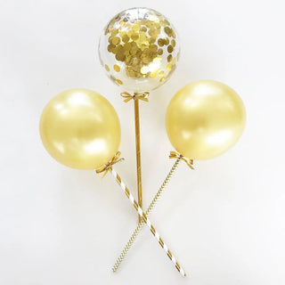 Gold Confetti Balloon Cake Topper Set | Gold Party Theme & Supplies |