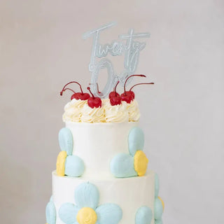 Cake & Candle | blue layered twenty one cake topper | 21st party supplies NZ