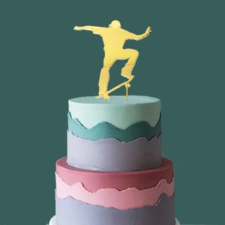 Sugar Crafty | Gold Plated Cake Topper - Skater | Sports Themed Party & Supplies |