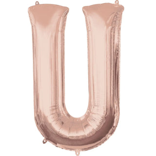 Anagram | Rose gold jumbo letter foil balloon - U 