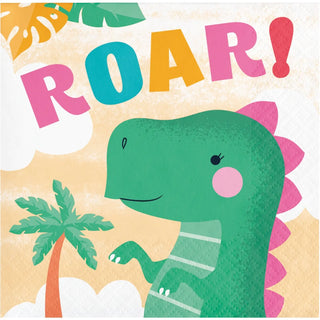 Dinosaur Party | Girl Dinosaur | Beverage Napkins 