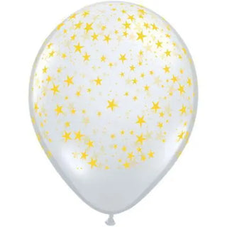 Gold Stars Clear Balloon | Anniversary Party Theme & Supplies