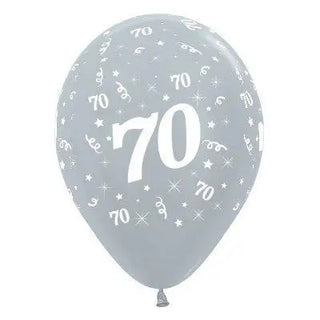 Sempertex | 6 Pack Age 70 Balloons - Satin Pearl Silver