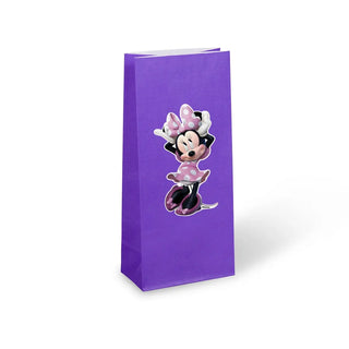 Minnie Mouse Themed Treat Bag & Jumbo Sticker - Purple
