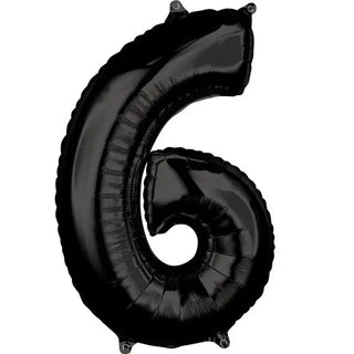 Anagram Black Mid-Size Number Foil Balloon - 6