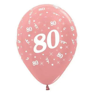 Sempertex | 6 Pack Age 80 Balloons - Metallic Rose Gold