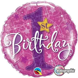 Qualatex | 1st Birthday Pink Stars Foil Balloon | 1st Birthday Party Theme & Supplies
