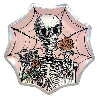 Unique | Floral Skulls Halloween Spiderweb Shaped Plates | Halloween Party Supplies NZ